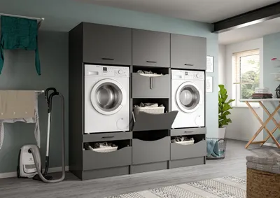 Produktbild von xonox.home Free Waschmaschienenumbau Set  (B/H/T: 183x195x68 cm) in anthrazit Nachbildung