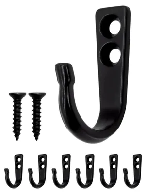 Produktbild von Eisen-Wandhaken für Küche und Garderobe, 42x29mm, 6er Set in Schwarz