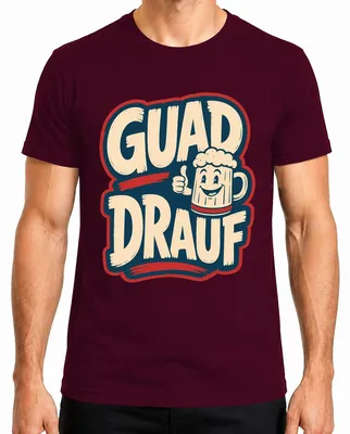Imagen del producto de Guad Drauf: Jarra de cerveza, atuendo tradicional bávaro, camisa con motivos , pantalones de cuero para hombre, camiseta, color burdeos, talla XL