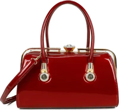 Produktbild von Gallantry, Abendtasche Lack mit facettiertem Schmuckverschluss und Schulterriemen, Rot
