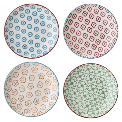 Image de Ensemble de 4 assiettes à dessert en céramique, diamètre 13 cm, de différentes couleurs