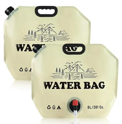 Produktbild von Faltbarer Wasserkanister Faltbarer Wasserbehälter - 8 Liter - Mit Hahn - 2er Set - Transparent - Für Camping und Picknick