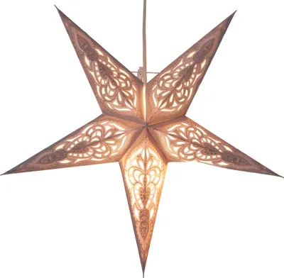 Produktbild von Faltbarer Advents Leucht Papierstern, Weihnachtsstern 60 cm - Mansur Natur, Grau, Star Fensterdeko