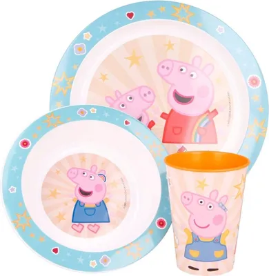 Produktbild von Peppa Pig Frühstücksset 2 Teller und 1 Cup für Kinder mit Peppa Pig-Design