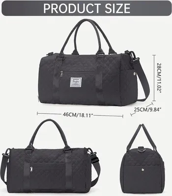 Produktbild von Famanu Reisetasche Sporttasche - Wasserabweisend, Schwarz/Grau