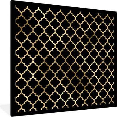 Produktbild von MuchoWow® Gerahmtes Poster Muster - Gold - Schwarz 40x40 cm - Poster mit Schwarzem Bilderrahmen Wandposter Rahmen Foto Bilder - Mit Rahmen - Wanddekoration Schlafzimmer