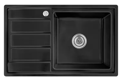 Produktbild von Proaja- 80x50x21cm Küchenspüle schwarz Edelstahl 304 Materialstärke 0,9 eckig 1 Becken,Einbauspüle,Spüle Küche Abtropffläche. R16
