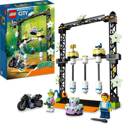Produktbild von LEGO 60341 City Stuntz Umstoß-Challenge Set, inkl. Motorrad und Stunt Racer Minifigur, Action-Spielzeug, Geschenk Set für Kinder ab 5 Jahren