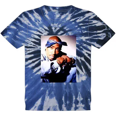 Zdjęcie produktu dla Tupac | Official Band T-Shirt | Photo Swirl (Tie-Dye), Mały, Niebieski