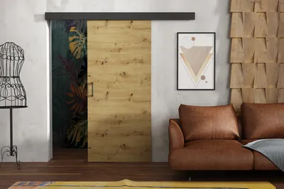 Produktbild von Kaiser Möbel Laguna-Schiebetüren, Garderobe/Zimmer Tür Artisan Eiche + Schwarz 70 cm