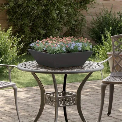 Image de Élégant pot de fleurs noir – Jardinière rectangulaire pour l'extérieur – 50x50x15 cm – Résistant aux intempéries