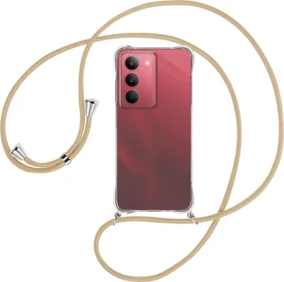 Produktbild von Handykette Backcover-Schutzhülle mit Band (Metall silberfarben) für Realme 14X 5G - caramel