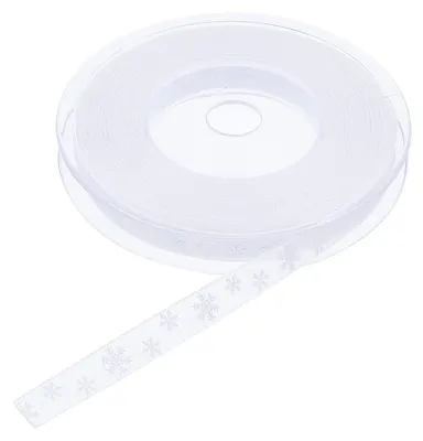 Imagen del producto de Cinta de copos de nieve 20 m - Decoración navideña - Envoltura de regalos - Cinta decorativa - Manualidades - Poliéster 10 mm - Cinta navideña