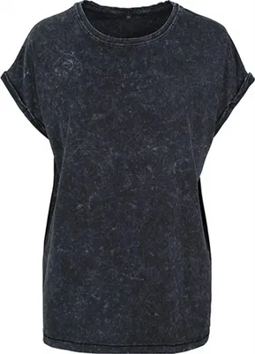 Produktbild von Build Your Brand BY053 | Damen Acid Washed Extended Shoulder Tee - Farbe: Black - Größe: L