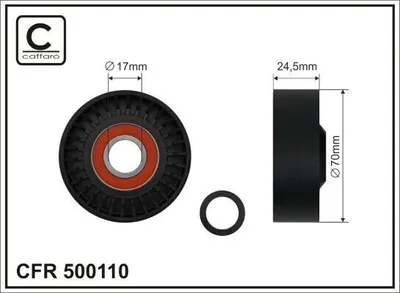 Produktbild von CAFFARO 500110 Spannrolle Keilrippenriemen 70mm für BMW X5 (E53) 7 (E65, E66, E67)