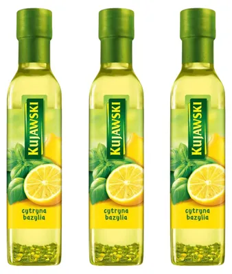 Produktbild von Rapsöl mit Zitrone & Basilikum 3x 250ml - Gewürzöl Würzöl für Salate Öl Kujawski