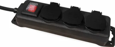 Zdjęcie produktu dla Gniazdo potrójne odporne na warunki atmosferyczne - IP44 - z przełącznikiem - kabel zasilający 1,5 m - maks. 3600 W