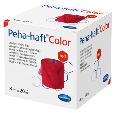 Imagen del producto de Venda adhesiva de fijación de color Peha-haft, sin látex, 8 cm x 20 m, color rojo, 1 unidad