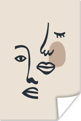 Produktbild von MuchoWow® Poster Pastell - Porträt - Strichzeichnung 60x90 cm - Wanddekoration