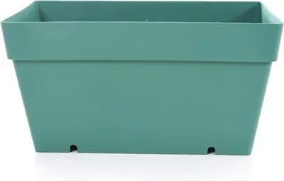 Immagine prodotto di Set di 2 eleganti fioriere con drenaggio verdi 30x17 cm, vasi rettangolari per erbe aromatiche e piante da interno ed esterno