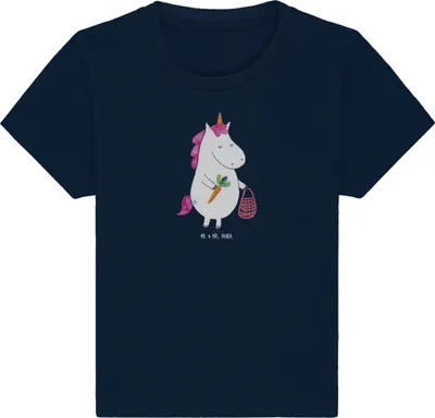 Produktbild von Mr. & Mrs. Panda Babyshirt Einhorn Vegan 12. - 18. Monat - French Navy - Geschenk, Veganismus, T-Shirt Baby, Rohkost, Jerseyshirt, , Gesund essen, Unicorn, Veganer