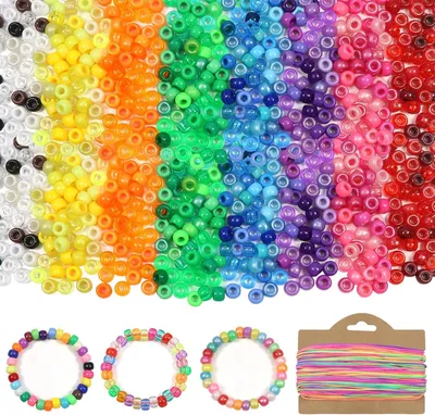 Imagen del producto de Ponyperlen de acrílico, de varios colores, 6x9 mm, 500 unidades, para manualidades de joyería
