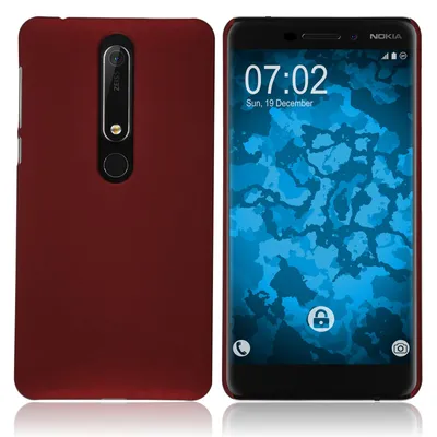 Produktbild von PhoneNatic Case kompatibel mit Nokia 6.1 (2018) - Hülle rot gummiert Hard-case Cover