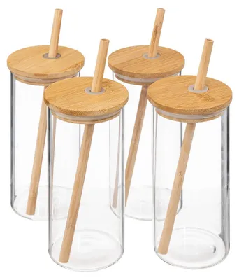 Produktbild von Set 1 krug + 4 gläser mit strohhalmen aus glas und bambus - SG Secret de Gourmet