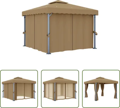 Immagine prodotto di The Living Store Padiglione con tenda 3x3 m Alluminio Taupe