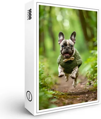 Produktbild von raxxa Premium-Puzzle "French Bulldog in Knitted Dog Attire 3", 1000 Teile