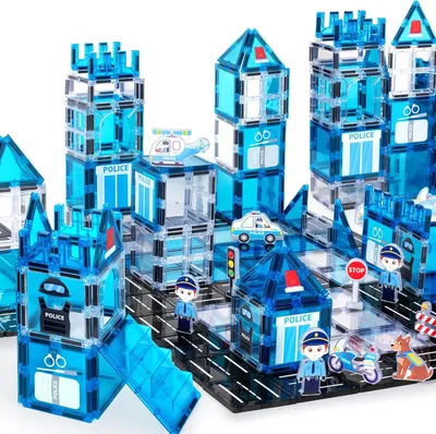 Produktbild von Magnetische Bausteine 42 Stück, Polizeithema, für Kinder von 3 bis 8 Jahren, Lernspielzeug