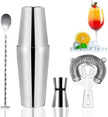 Produktbild von Famanu Cocktailshaker Set 5-teilig - Edelstahl Cocktailmix-Zubehör