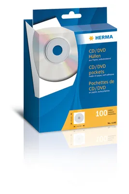 Produktbild von Herma CD/DVD Hüllen weiß 124x124 100 Stück selbstklebend 1140