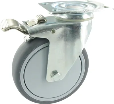 Produktbild von Apparaterollen Lenkrolle mit Feststeller Ø50mm TPE Gummi Anschraubplatte