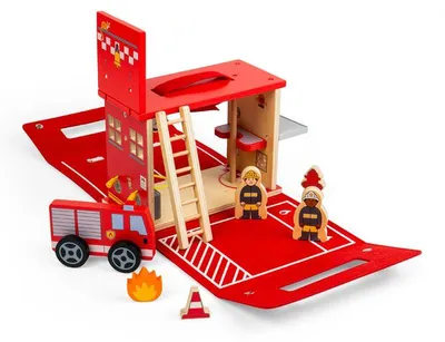Immagine prodotto di BigJigs Caserma dei pompieri - Set da viaggio - BJ38041