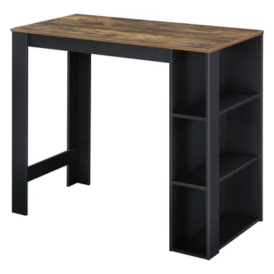 Obrázek produktu pro In And OutdoorMatch Barový stolek Kamren - Se 3 policemi - 120 x 60 x 105,5 cm - Černá a dřevěná barva - Dřevotříska - Moderní design