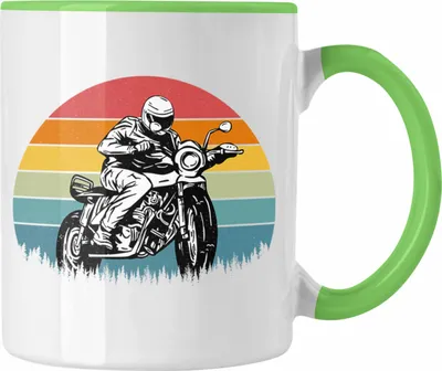 Produktbild von Trendation - Retro Tasse Geschenk Motorrad-Fahrer Geschenk Spruch Männer (Grün)