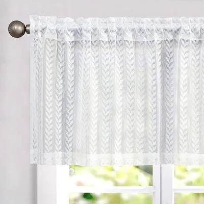 Productafbeelding van Famanu Vitrage: Elegante witte gordijn met kant - 140 x 40 cm