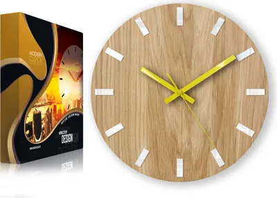 Produktbild von ModernClock, Eichenholz Uhr, wanduhr holz, wanduhr, Simple 33cm
