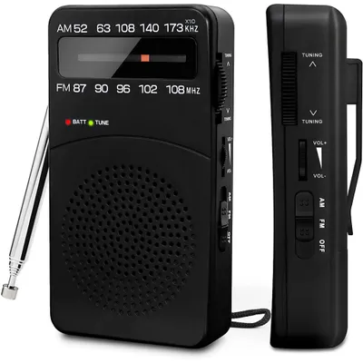 Produktbild von UKW/FM/AM Radio Batteriebetrieben Klein, Transistorradio Weltempfänger Radio mit SignalanzeigePRUNUS J-166 UKW/FM/AM Radio Batteriebetrieben Klein, Transistorradio Weltempfänger Radio mit Signalanzeige, Tragbares Radio mit Rückclip, AA-Batterie Batteriebetrieb mit Stromanzeige.