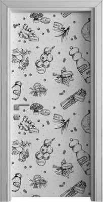 Produktbild von Tür Selbstklebende 90x210 cm Türfolie Türtapete Klebefolie - Gewürzen und Kräutern