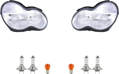 Immagine prodotto di Johns, set fari anteriori sinistro e destro + lampadine adatte per Mercedes W203 Classe C