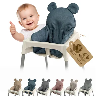 Produktbild von Sitzbezug Kissen Ersatzbezug Bezug kompatibel mit Ikea Hochstuhl Antilop - weich, waschbar - Sitzverkleinerer - Hochstuhlkissen - Teddy (mel türkis)