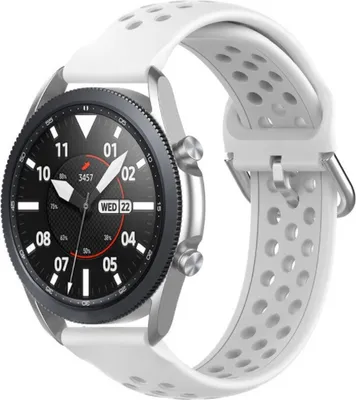 Produktbild von Strap-it Samsung Galaxy Watch 3 45mm Silikonarmband mit Löchern (Weiß)