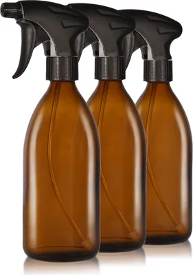Image de 3 flacons pulvérisateurs de 500 ml, verre brun, noir
