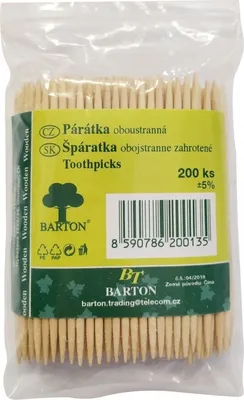Zdjęcie produktu dla Okrągłe wykałaczki dwustronne, 200 sztuk, BT