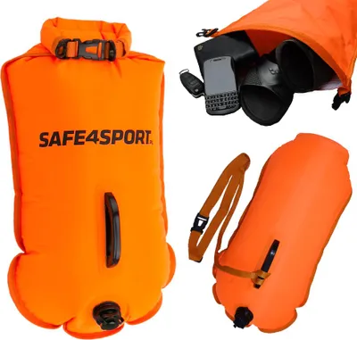 Obrázok produktu pre SAFE4SPORT Plávajúca Bója Pre Dospelých so Spätným ventilom 20-28 L - Odolná Plávajúca Bója so Suchým Vakom Odolná Voči UV žiareniu - Plávajúca Bója na Triatlon - Komplexná Plávacia Pomôcka - Praktické Plávajúce Bóje