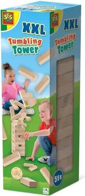 Produktbild von Holz Turm Stapelspiel XXL, 51 Blöcke, Geschicklichkeitsspiel, Outdoor Spiel, 5+ Jahre