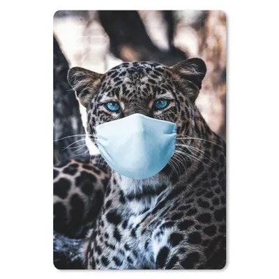 Produktbild von MuchoWow® Mauspad Mousepad Leopard - Mundschutz - Blau 18x27 cm - Mousepads - Maus Mat - Pad - Mausunterlage