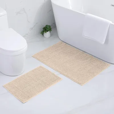 Productafbeelding van Badmat chenille, rechthoekig, beige, verkrijgbaar in de maten 40 x 60 cm en 60 x 90 cm